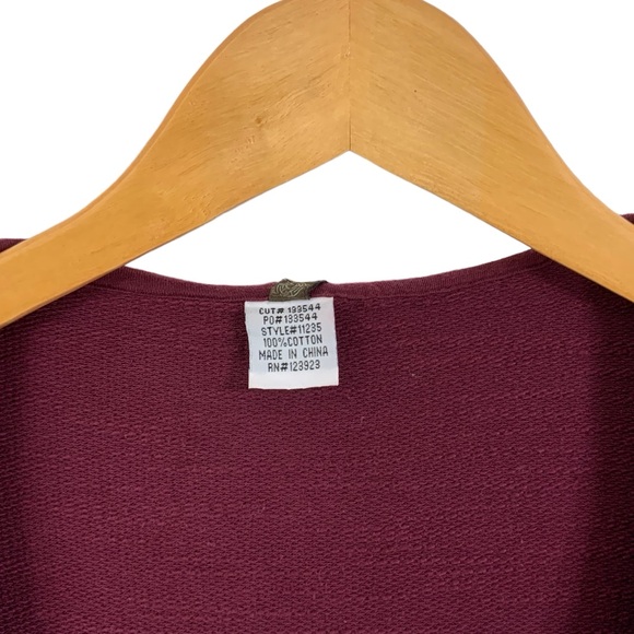 XCVI Size Medium Zip Up Hoodie V-Neck Maroon Burgundy French Terry Sweatshirt F8 - Picture 8 of 10